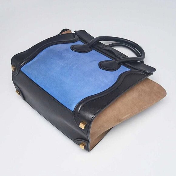 Celine Tri-Color Nubuck and Calfskin Leather Micro Luggage Tote Bag - Picture 3 of 12